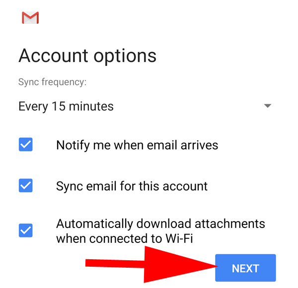 Setting email from Android Smartphone